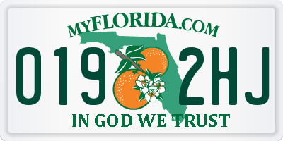 FL license plate 0192HJ