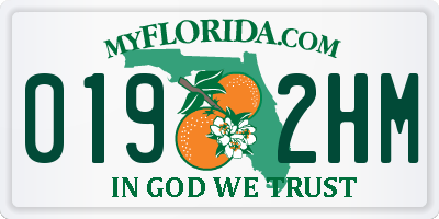 FL license plate 0192HM