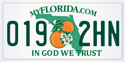 FL license plate 0192HN