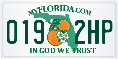 FL license plate 0192HP