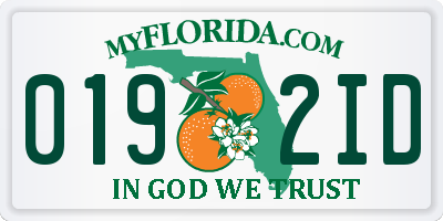 FL license plate 0192ID
