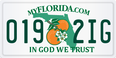 FL license plate 0192IG