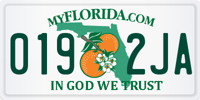 FL license plate 0192JA