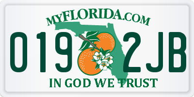 FL license plate 0192JB