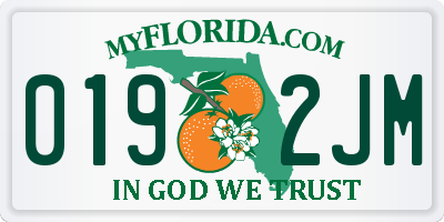 FL license plate 0192JM