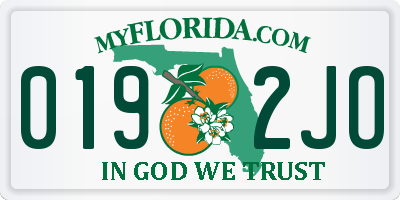FL license plate 0192JO