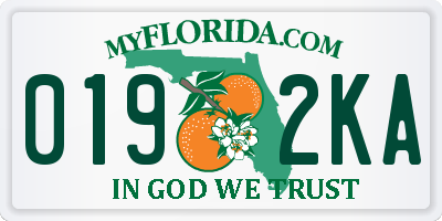 FL license plate 0192KA