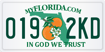 FL license plate 0192KD