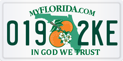 FL license plate 0192KE