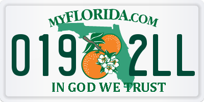 FL license plate 0192LL