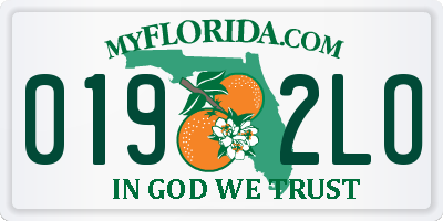 FL license plate 0192LO