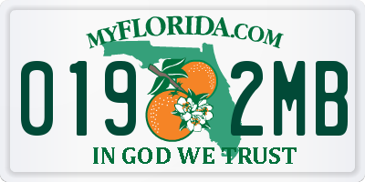 FL license plate 0192MB