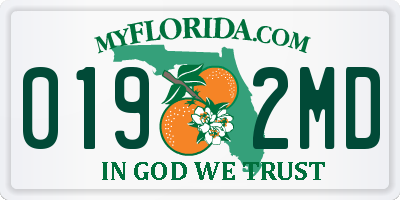 FL license plate 0192MD