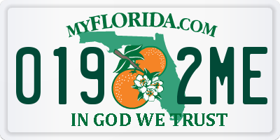 FL license plate 0192ME