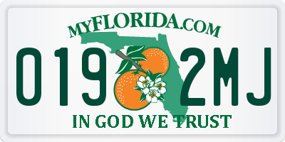 FL license plate 0192MJ