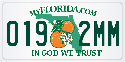 FL license plate 0192MM