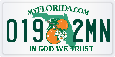 FL license plate 0192MN
