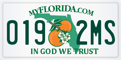FL license plate 0192MS