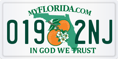 FL license plate 0192NJ