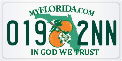 FL license plate 0192NN