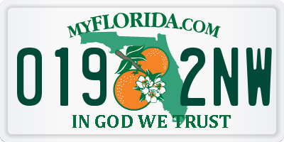 FL license plate 0192NW