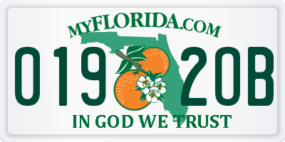 FL license plate 0192OB