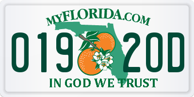 FL license plate 0192OD