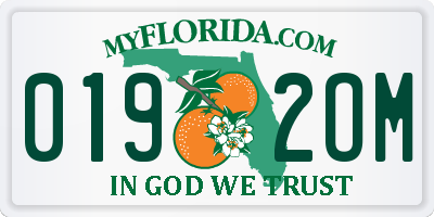 FL license plate 0192OM