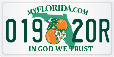 FL license plate 0192OR