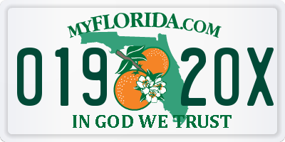FL license plate 0192OX