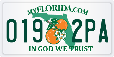 FL license plate 0192PA
