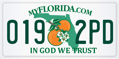 FL license plate 0192PD