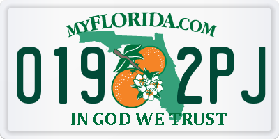 FL license plate 0192PJ