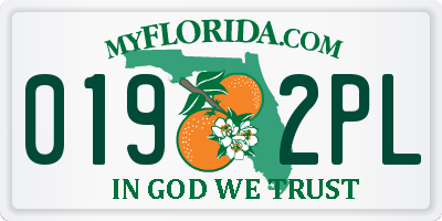 FL license plate 0192PL