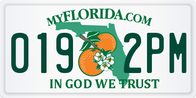 FL license plate 0192PM