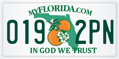 FL license plate 0192PN