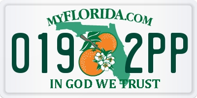 FL license plate 0192PP