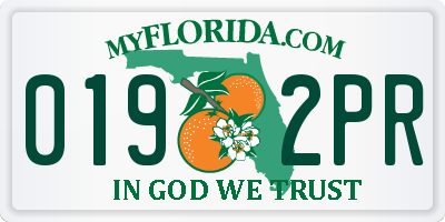 FL license plate 0192PR