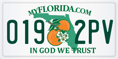 FL license plate 0192PV
