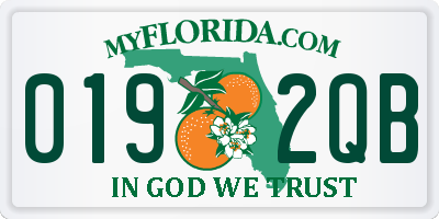 FL license plate 0192QB