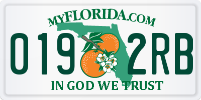 FL license plate 0192RB
