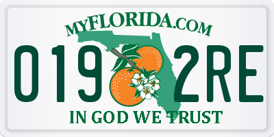 FL license plate 0192RE