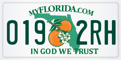 FL license plate 0192RH
