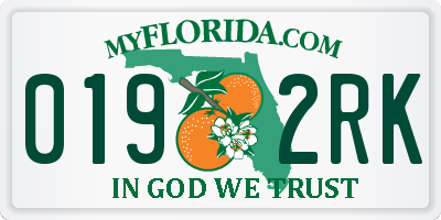 FL license plate 0192RK