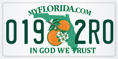 FL license plate 0192RO