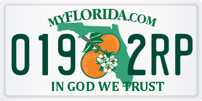 FL license plate 0192RP