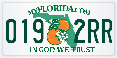 FL license plate 0192RR
