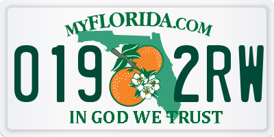 FL license plate 0192RW