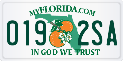 FL license plate 0192SA