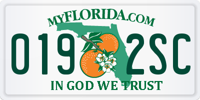 FL license plate 0192SC